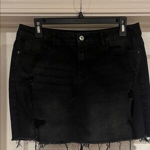 Vanilla Star Black Distressed Denim Mini Skirt